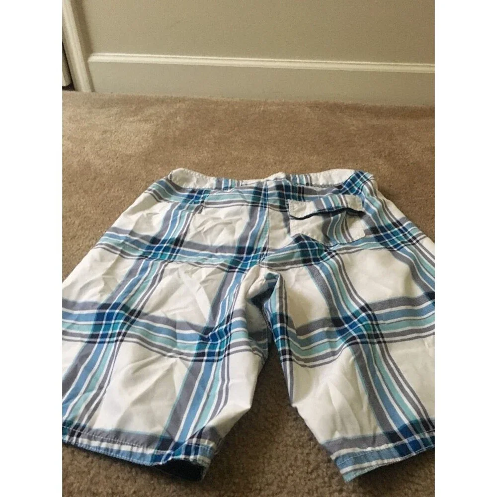 Aeropostale Bermuda Shorts Mens Size 34 Blue Whitwe Plaid Regular Fit